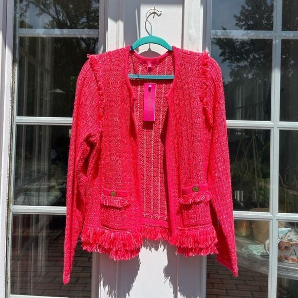 Lilly Pulitzer Spicy Coral Tweed Simora Cardigan NWT - Picture 7 of 14